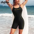 Anfilia-Maillot de bain sport une pièce pour femme boxer dos nu conservateur patchwork vêtements