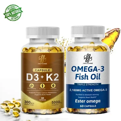 Absorption avancée Omega 3 Capsules d'huile de poisson Johanna DHA et inondation + D3(5000 UI 125