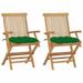 Irfora Patio Chairs with Green Cushions 2 pcs Solid Teak Wood