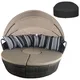 5 Pcs Modular Wicker Garden Daybed, Rattan Lounge Chair Round Daybed With Cushion And Waterproof Cover