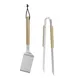 GoodHome Natural Beech & Stainless Steel 2 Piece Barbecue Tool Set