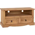 Seconique Corona Flat Screen Tv Unit With 2 Drawers In Distressed Waxed Pine