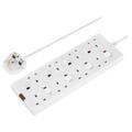 Masterplug 8 Socket 13A Switched White Extension Lead, 2M