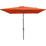 Dtwnek 6.5 ft. x 10 ft Rectangular Patio Umbrella with Tilt Crank and 6 Sturdy Ribs for Deck Lawn Pool Orange