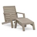 Afuera Living Traditional Sustain Wood Outdoor Lounge Chair with Ottoman in Gray