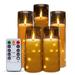 5 Sets Flickering Flameless Candles Acrylic Shell Pillar LED Candles with Remote Control Timer for Wedding Christmas Home Decor