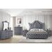 Judye 5 Piece Gray Velvet Upholstered Tufted Panel Bedroom Set