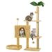 Mudie Cat Tree 52 Cat Tower for Indoor Cats Cat Tree with Scratching Posts Plush Perch Stand Cat Condo with Funny Toys Kittens Pet Play House Beige