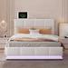 Queen Size PU Storage Bed with LED Lights and USB charger