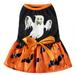Dog Dress for Halloween Holiday Theme Ghost Bat Pattern Dog Skirt for Dogs Cats Dress XL -XL