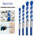 4PCS Multipurpose Tile Drill Bit Set Carbide Tip For Wood Metal Masonry Drilling