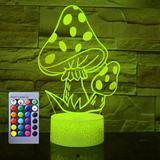 YSTIAN 3D Mushroom Night Light Lamp Illusion Night Light 16 Color Changing Table Desk Decoration Lamps Gift with Acrylic Flat ABS Base USB Cable Toy