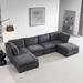 6 Pieces Sofa Sets Straight Row Sectional Sofa with Chaise, Dark Grey