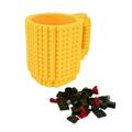 Build-On Brick Mug DIY Assembly Puzzle Cup Building Blocks Coffee Mug Cup DIY Block Puzzle Mug Drink Cup (Yellow)