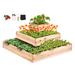 VEVOR Wooden Planter Box 7.9x2x0.8ft & 3.7x3.7x1.7ft Outdoor Planting Box for Flowers Vegetables Herbs Burlywood