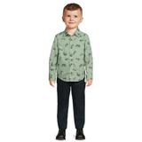 Wrangler Toddler Boysâ€™ Long Sleeve Printed Poplin Shirt and Pants Set 2-Piece Size 2T-4T