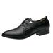 nsendm Male Shoes Adult Mens Shoes 574 Leather Style British Retro Pointed Toe Lace Up Business Casual Pointed Toe Dance Shoes for Men Leather Black 12.5