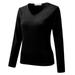 GUIGUI Women s Plus Size Base Layer Round Neck Solid Thermal Shirt Casual Basic Solid Long Sleeve Undershirt For Women Black 2XL