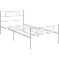 Yaheetech Modern Metallbett 90x200 cm Bettgestelle mit Lattenrost, Doppelbett/Einzelbett, Bettrahmen mit Kopfteil, Gästebett für Schlafzimmer Weiß