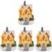 christmas decorationï¼ŒVillage LED Adornment Christmas Luminous Up House Desktop Resin Miniature Xmas Ornaments for Light Figurine Winter Town Decor Supply Scene Holidayï¼ˆGoldï¼‰ï¼ˆ4pcs ï¼‰