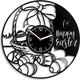 Happy Easter Vinyl Clock Holiday Home Decoration Presents Wall Art Holiday Clock Presents Gift Vintage Clock 12 inch Wall Clock Happy Easter Wall Clock Modern Holiday Vinyl Record Wall Clock