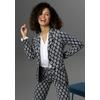 Jerseyblazer ANISTON SELECTED, Damen, Gr. 34, grau (dunkelblau, grau), Jersey, Obermaterial: 60% Polyester, 30% Viskose, 10% Elasthan, gepunktet, gestreift, elegant, figurbetont hüftlang, Langarm, Blazer, mit gestreiften Punkten