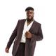 River Island Big & Tall twill suit jacket in brown-Red