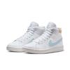Sneaker NIKE SPORTSWEAR "COURT ROYALE 2 MID", Gr. 38,5, weiß (weiß, blau), Leder, Textil, sportlich, Schuhe
