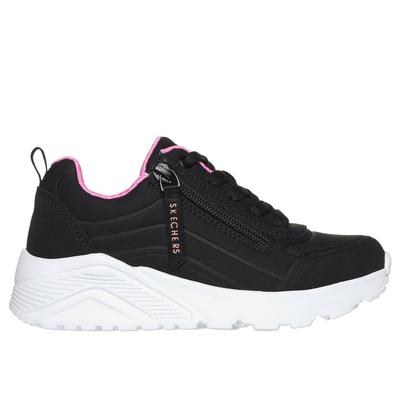 Skechers Girl's Uno Lite - Easy Zip Sneaker | Size 12.5 | Black/Rose Gold | Synthetic | Machine Washable