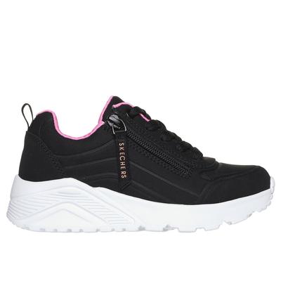 Skechers Girl's Uno Lite - Easy Zip Sneaker | Size 2.5 | Black/Rose Gold | Synthetic | Machine Washable