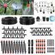 226FT Drip Irrigation System Kit, Automatic Irrigation System Patio Misting Plant Watering System with 1/4 inch 1/2 inch Blank Distribution Tubing Hose Adjustable Nozzle Emitters Sprinkler Barbed