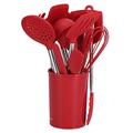 15PCS/Set Silicone Cooking Utensil Set, Non-Stick Heat Resistant with Stainless Steel Handle Kitchen Spatulas Spoon Cooking Tools, Kitchen Utensils Spatula Set with Holder(red)