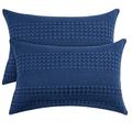 PHF 100% Cotton Waffle Pillowcases King Size, 2 Pack Soft Breathable Skin-Friendly Pillow Sham, Decorative Waffle Weave Pillow Case Covers, 20" X 36", No Filling, Navy Blue