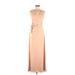 Fame And Partners Cocktail Dress - A-Line Plunge Sleeveless: Tan Solid Dresses - Women's Size 4