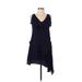 LOVE Richard Chai Casual Dress - Party V-Neck Sleeveless: Blue Print Dresses - Women's Size 6