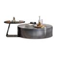 Lilac Garden Tools Drum 2 Nesting Table Set w/ Storage Metal in Gray | 19.69 H x 31.5 W x 31.5 D in | Wayfair