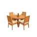 Teak Smith Round 4 - Person 52" Long Teak Outdoor Dining Set Wood/Teak in Brown/White | 52 W x 52 D in | Wayfair DSCharleston_52Round_5_AL_5