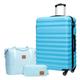 COOLIFE Suitcase Trolley Carry On Hand Cabin Luggage Hard Shell Travel Bag Lightweight with TSA Lock,The Suitcase Included 1pcs Travel Bag and 1pcs Toiletry Bag (Sky Blue, 28 Inch Luggage Set)