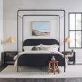 17 Stories Anzori Metal Canopy Bed Wood in Black | 79 H x 81 W x 61 D in | Wayfair EC1F8001ED10477394836B1D9D611035