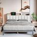 Brayden Studio® Cerstin Bed w/ Storage Headboard, LED Lights & Charging Station Wood & /Upholstered/Linen in Gray | Wayfair