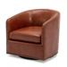 Accent Chair - Red Barrel Studio® Swivel Arm Accent Chair Faux Leather/Wood in Brown | 28 H x 28.75 W x 28.5 D in | Wayfair