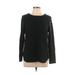 Croft & Barrow Pullover Sweater: Black Color Block Tops - Women's Size Large