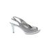 Nine West Heels: Slingback Stilleto Cocktail Party Silver Shoes - Women's Size 9 - Peep Toe