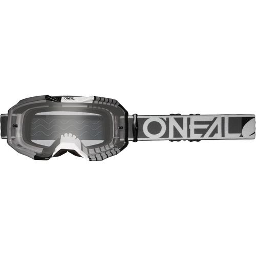 Oneal B-10 Duplex Clear Motocross Brille, schwarz-grau