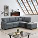 89.8" Modern Sectional Sofa, 5-Seat Modular Couch Set w/ Convertible Ottoman, L-Shape Linen Fabric Corner Couch w/ 2 Pillows