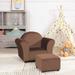 Kids Armrest Sofa Chair with Ottoman, Velvet Toddler Chair, Sofa & Ottoman for Kids Bedroom, Playroom