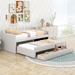 Twin Size Upholstered Daybed with Twin Trundle and Three Drawers