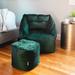 Big Joe Aurora Velvet Soft Polyester Bean Bag Chair and Pouf Bundle