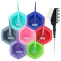 15pcs Hair Dyeing Bowl Set Hair Coloring Bowl Brushes Kit Hair Dye Bowl Hair Dye Brushes Dye Mixing Bowl (7pcs Bowl + 7pcs Dyeing Brushes + 1pc Black Comb)