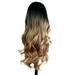 Realistic Fiber Fluffy Wig Color Gradient Centre Parting Long Curly Wig Cover Hairdressing Tools for Girls Women Brown
